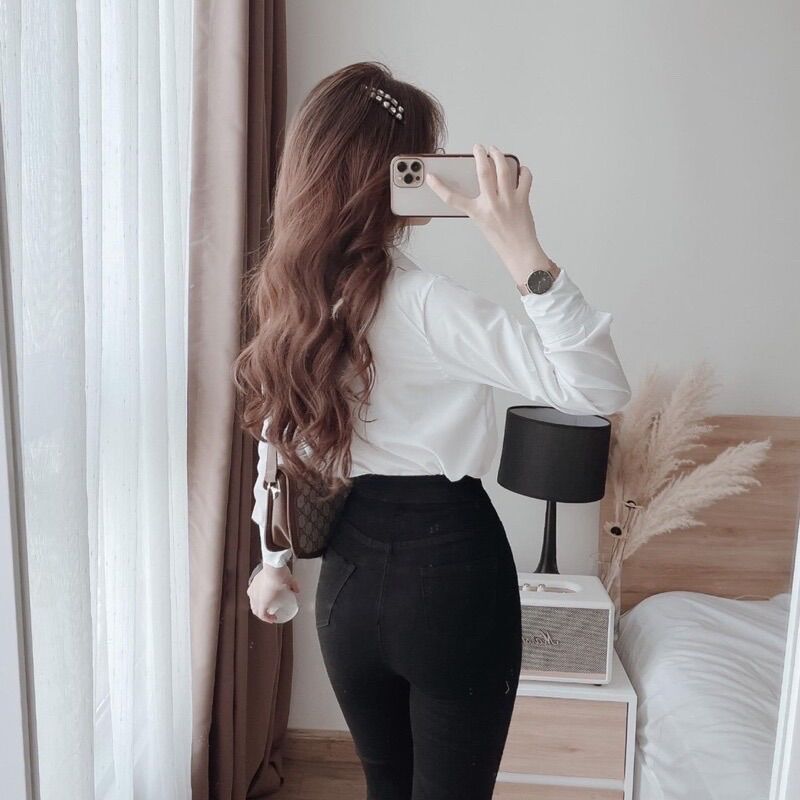 Áo sơ mi basic công sở mặc đi học, đi làm siêu hot