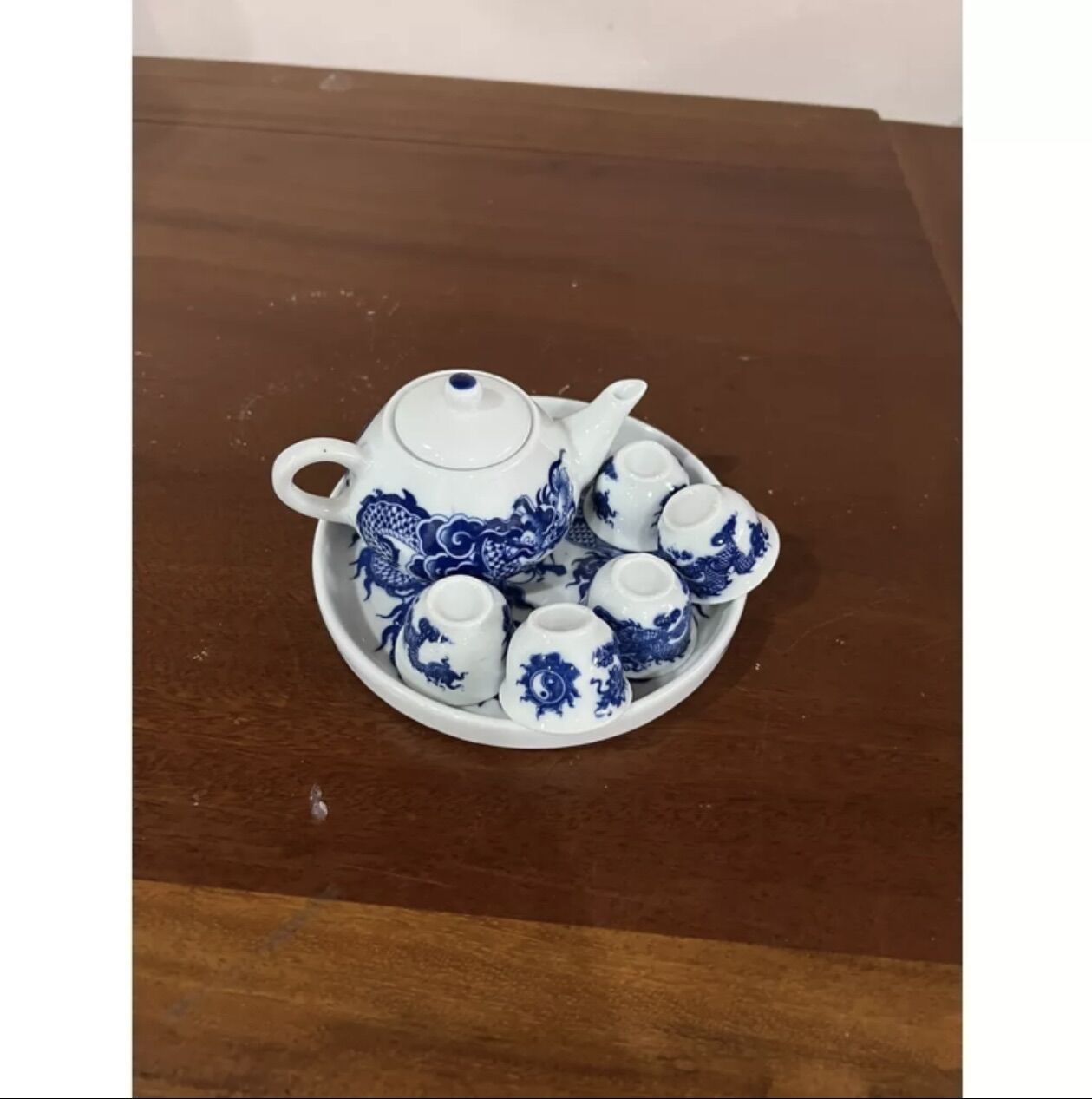 BỘ ẤM CHÉN THỜ MEN LAM VẼ LONG PHỤNG_2 SIZE