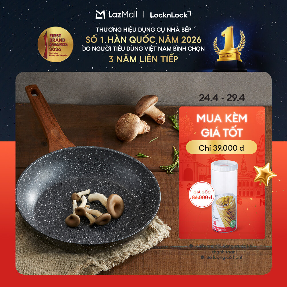 LBU1203C - Chảo nhôm chống dính LockLock BAUM Marble 20cm 1 tay cầm Dùng được bếp từ