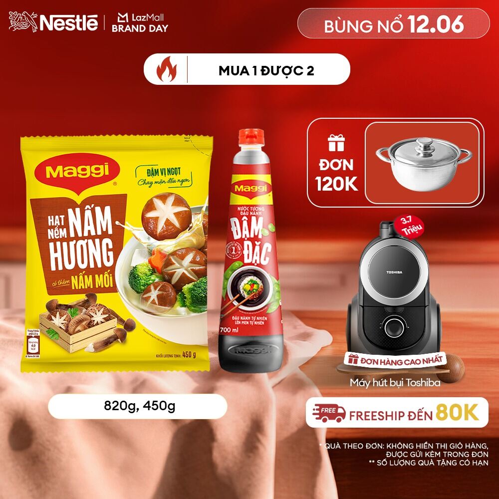 [ƯU ĐÃI THÁNG 6] [FREESHIP TOÀN QUỐC] COMBO MIX VỊ MAGGI: 1 Nước Tương MAGGI® Đậu Nành Đậm Đặc Chai 700ml + 1 Hạt nêm cao cấp MAGGI® Nấm Hương gói 450g
