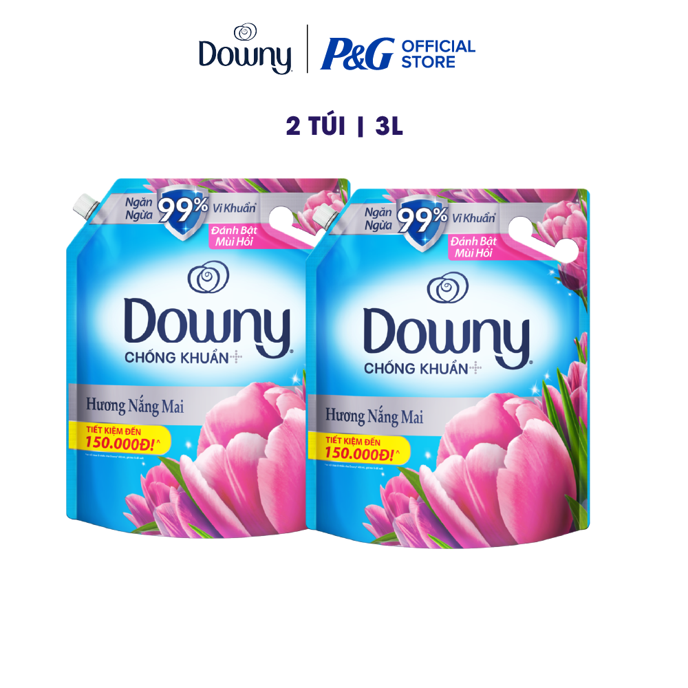 Combo 2 Nước Xả Vải DOWNY Chống Khuẩn Hương Nắng Mai 3L x2