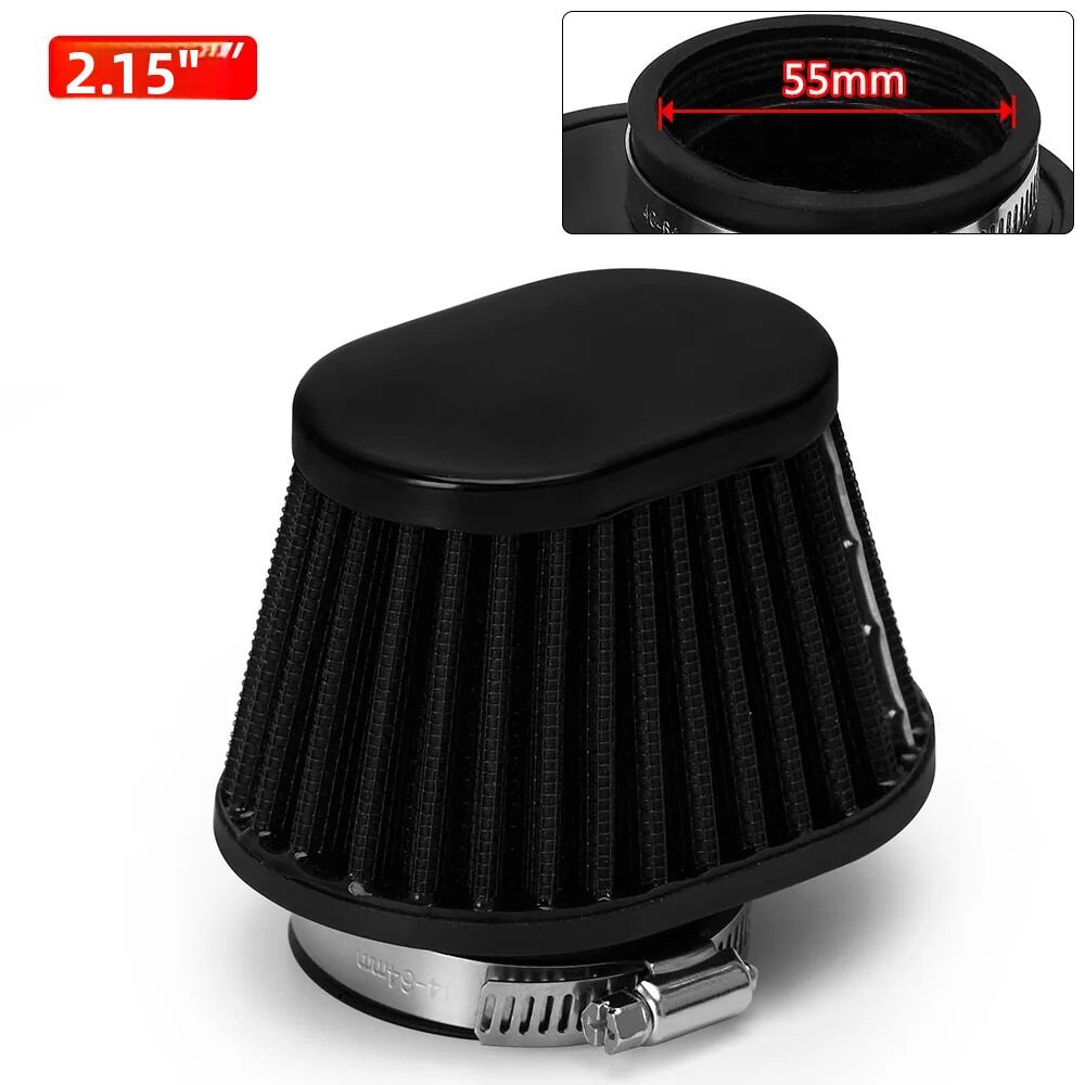 Pod Lọc Không Khí Hút Bụi Kẹp Hình Bầu Dục Tròn Côn Nón Cho Ô Tô Xe Máy 50mm 51mm 54mm 55mm 60mm Kim