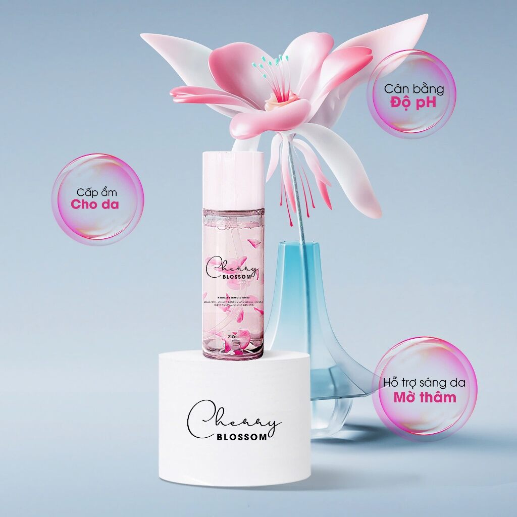 SẴN -Nước Hoa Hồng Cấp Ẩm Sáng Da Toner HKNA Cherry Blossom 210ml