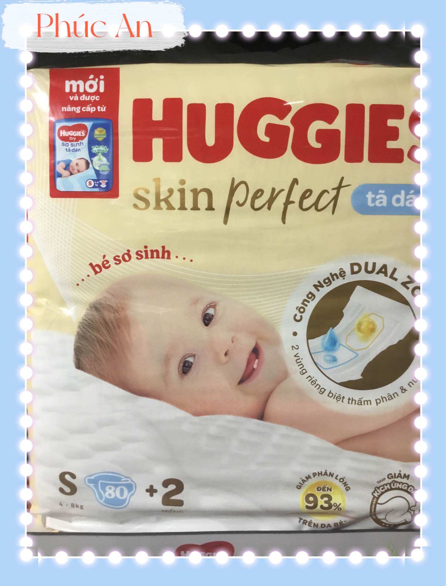 Tã dán huggies skin perfect sơ sinh size s 80 miếng - tã dán tốt cho da bé sơ sinh s80