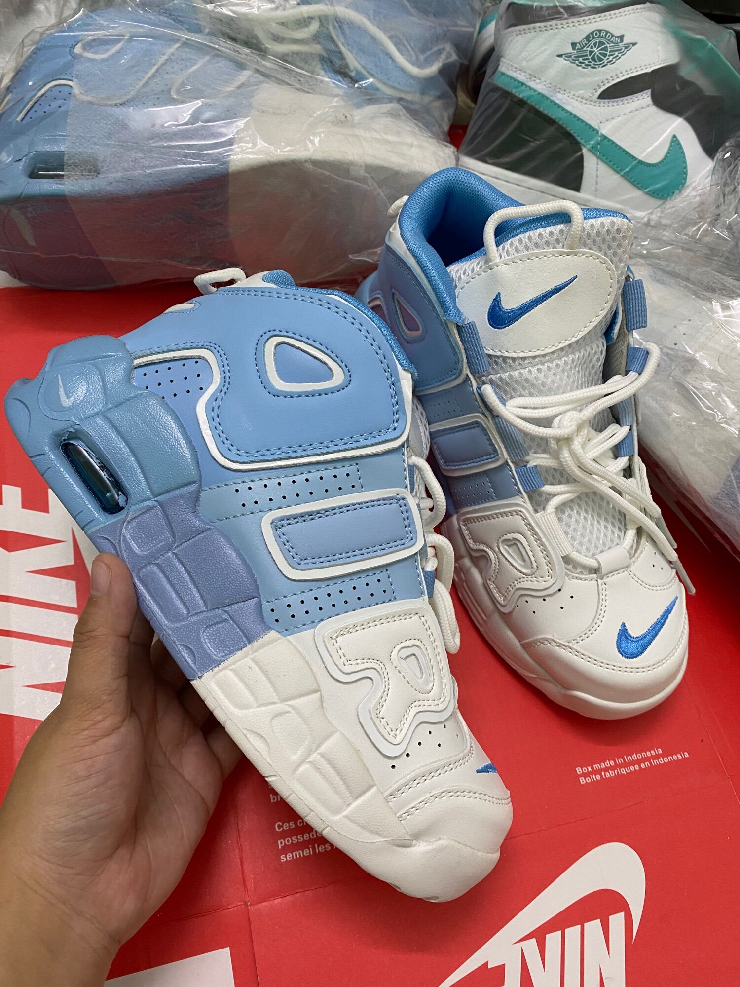 Giầy Uptempo air trắng xanh chất đẹp Fullbox