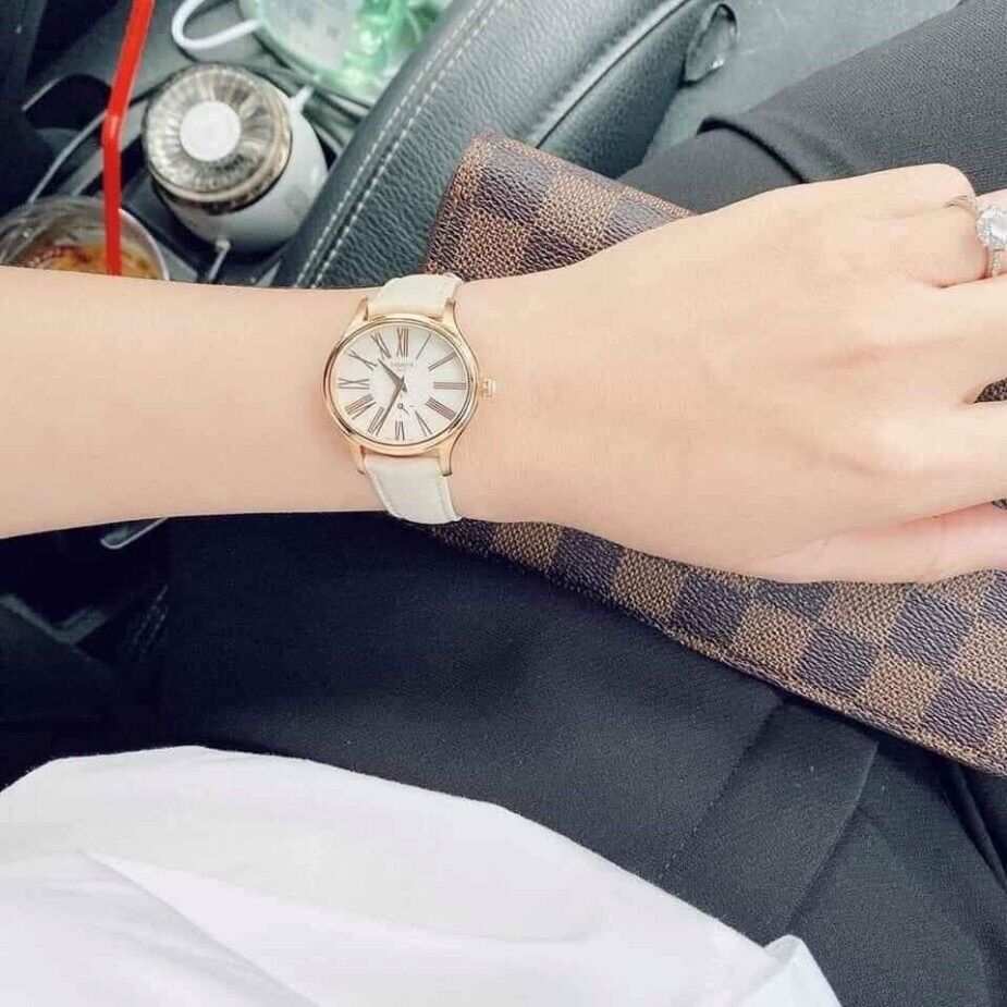 Đồng hồ nữ dây da mặt tròn siêu xinh lynhung