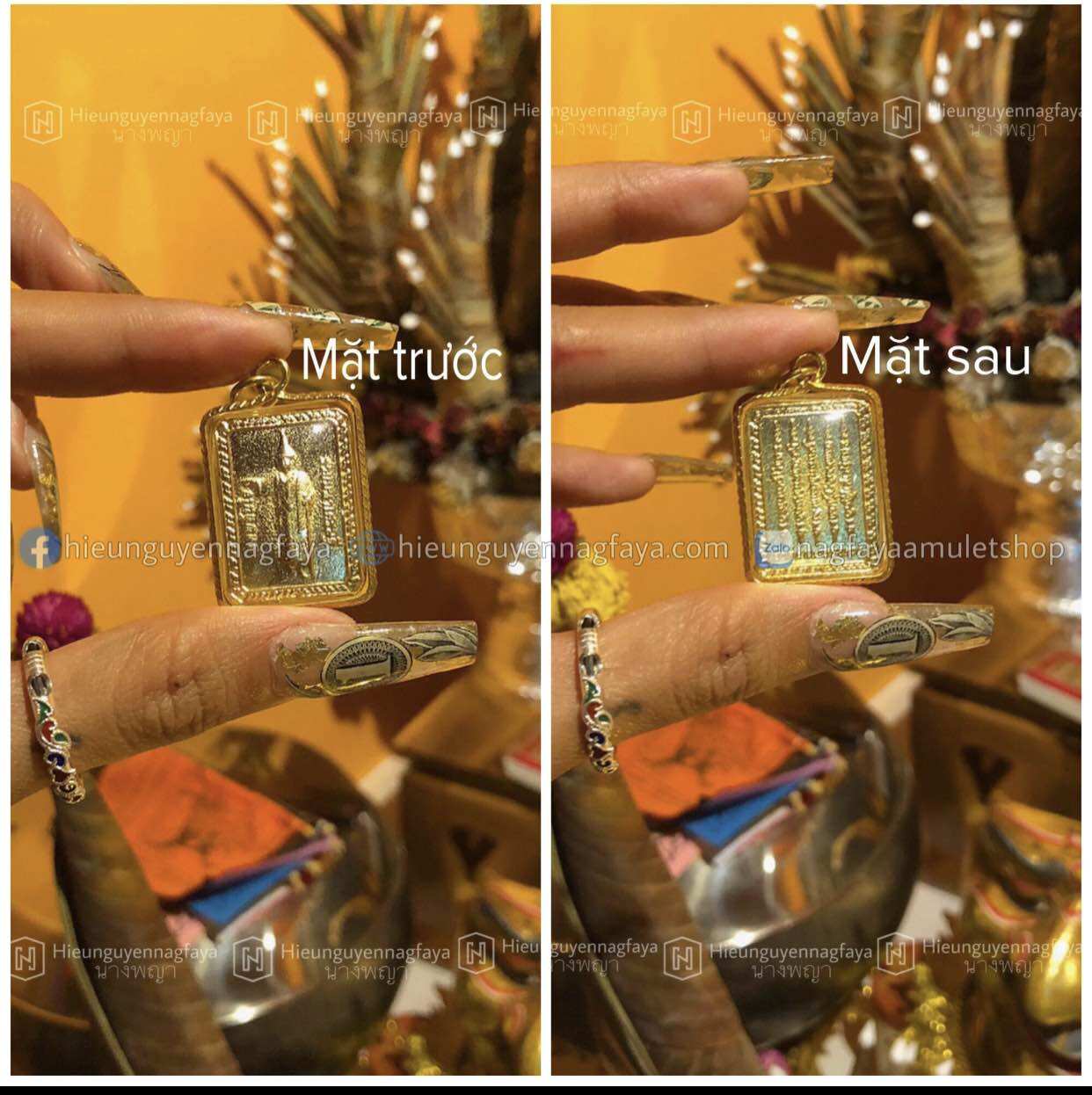 ] mặt dây chuyền 5 dòng kinh thái lan- xi mạ