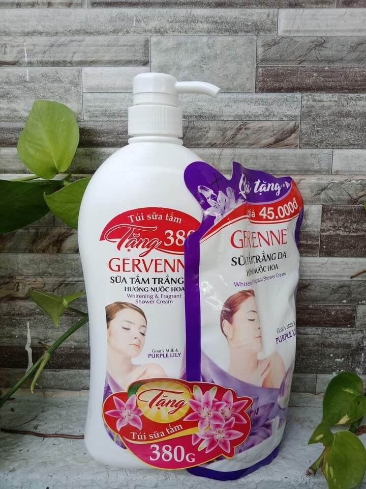 Sữa tắm trắng da Gervenne purple lily 900g