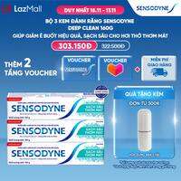 Bộ 3 Kem đánh răng SENSODYNE Deep Clean 160g giúp giảm ê buốt hiệu quả, sạch sâu cho hơi thở thơm mát