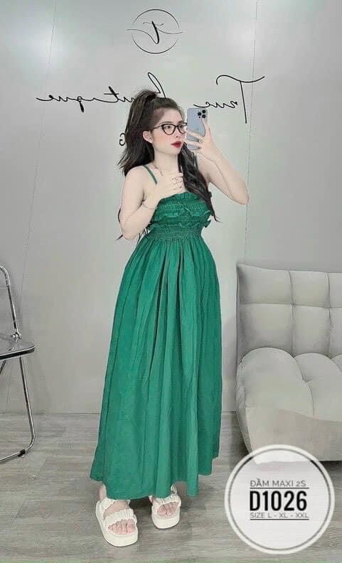 (SHOP TÁO ĐỎ BIGSIZE 50kg đến 90kg) đầm maxi 2 dây chun ngực