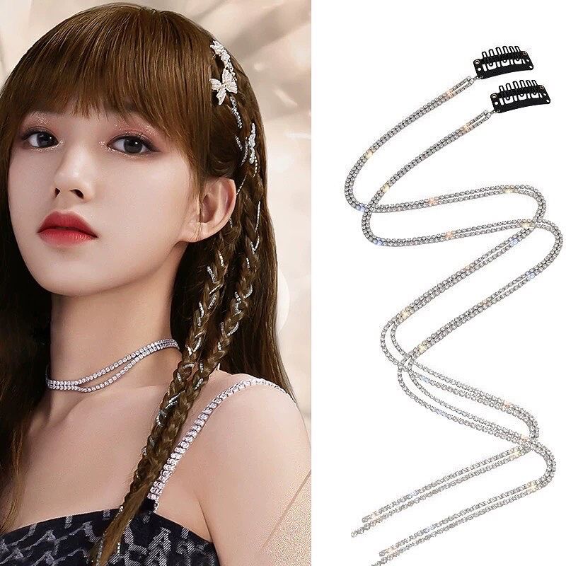 Kẹp tóc đính đá dây dài lấp lánh - Arora boutique