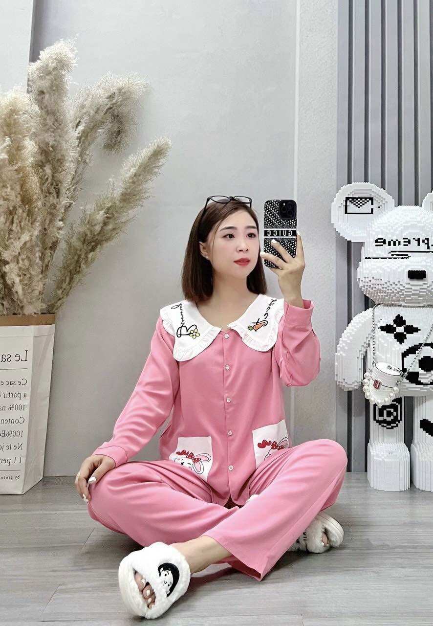 Đồ bộ nữ anh mỹ pijama chất liệu lụa mango cao cấp tay dài quần dài mgtd - 03