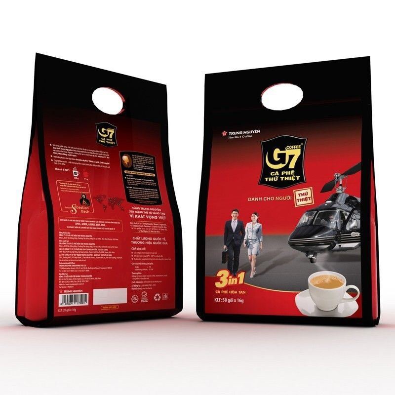 Cà phê hòa tan 3in1 G7 Trung nguyên bịch 50 gói vuông hàng chính hãng