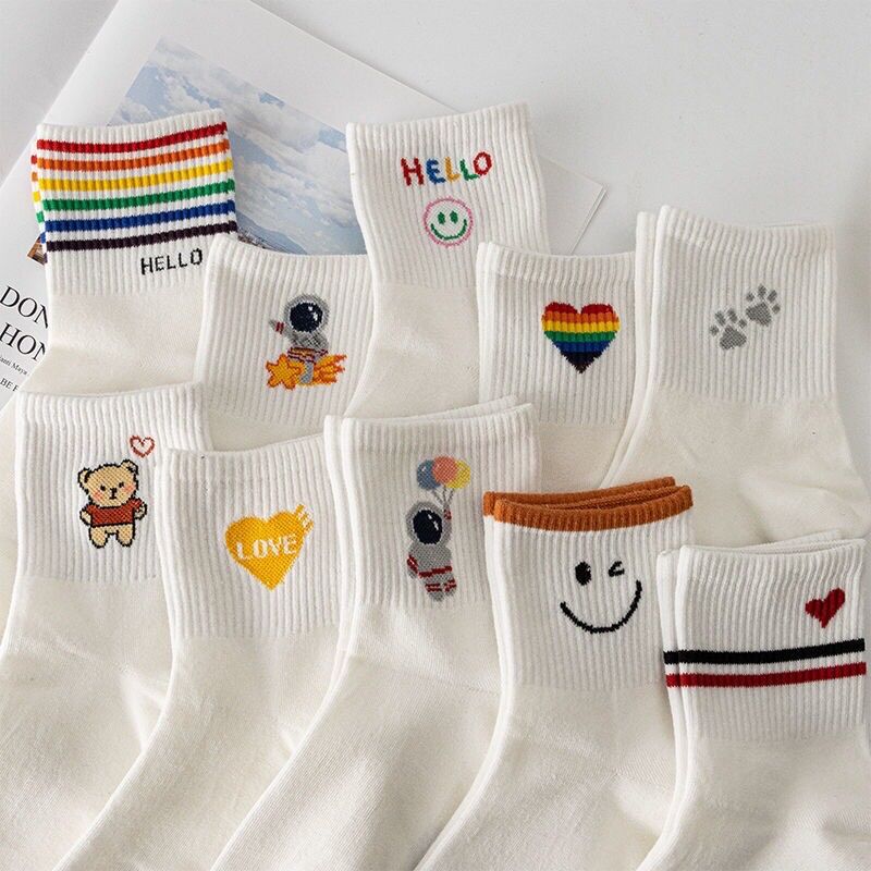 Combo 20 đôi vớ in hình dễ thương cotton