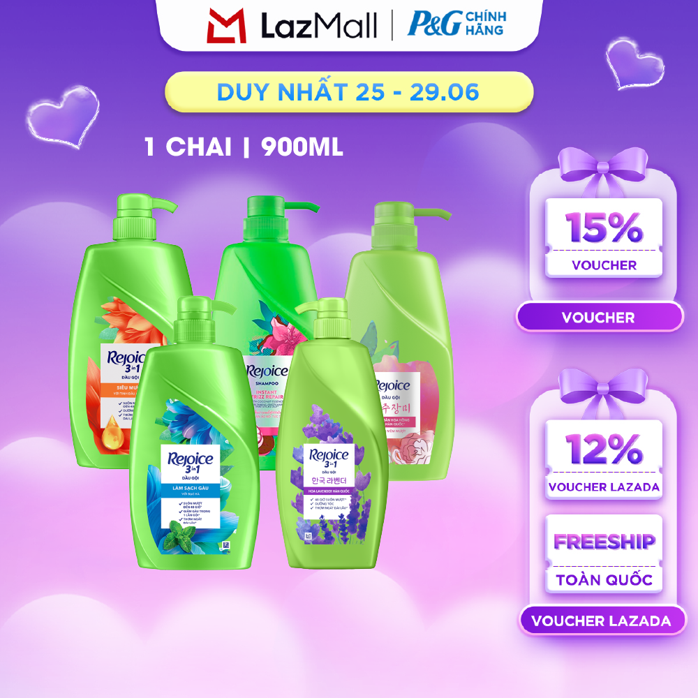 Dầu Gội REJOICE Siêu Mềm Mượt Siêu Mềm Mượt Chai 900ML