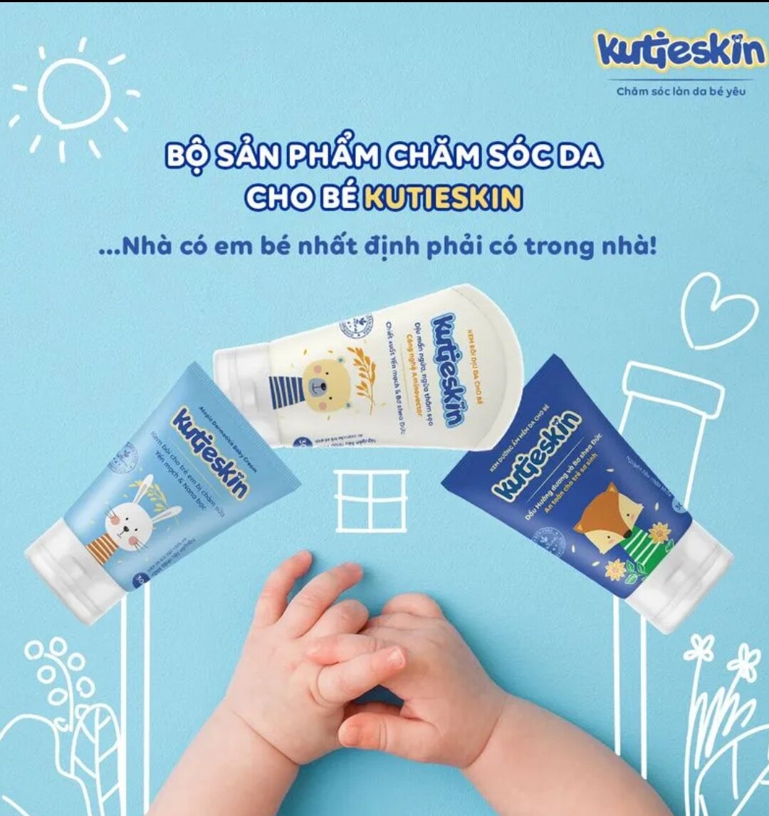 Kutieskin - kem chàm sữa, dưỡng ẩm, dịu mẫn ngứa kutieskin cho bé tuýp 30g