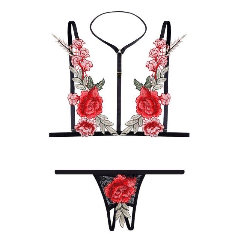 Bộ đồ lót lọt khe thêu hoa sexy