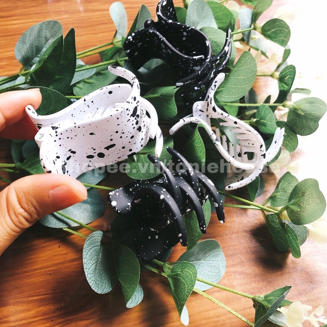 Gắp tóc kẹp càng cua 5 răng hoạ tiết bò sữa