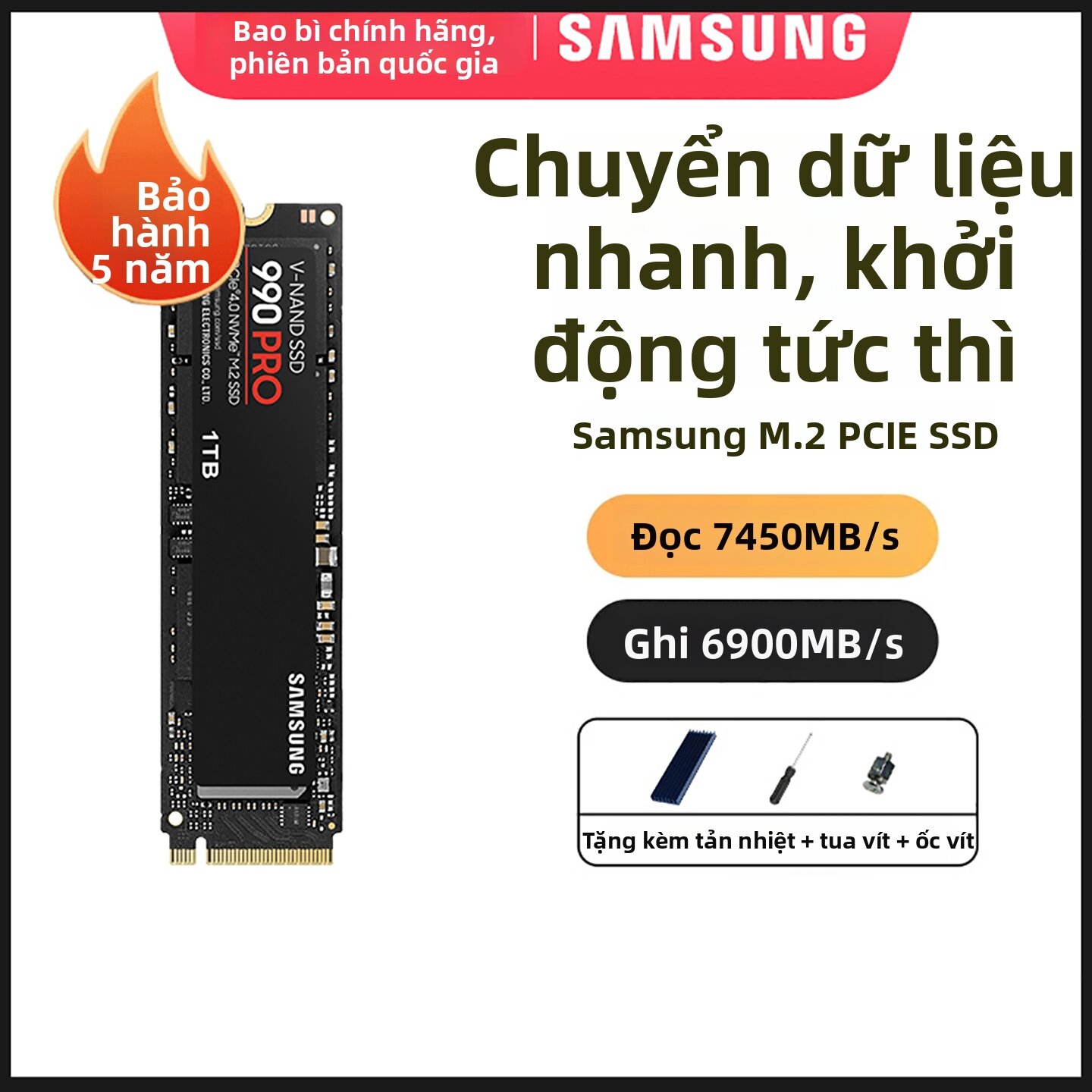 Samsung | NVMe M.2 PCIe 4.0 Solid State Drive 1TB Giá 16,447,000 Đồng*Miễn phí vận chuyển