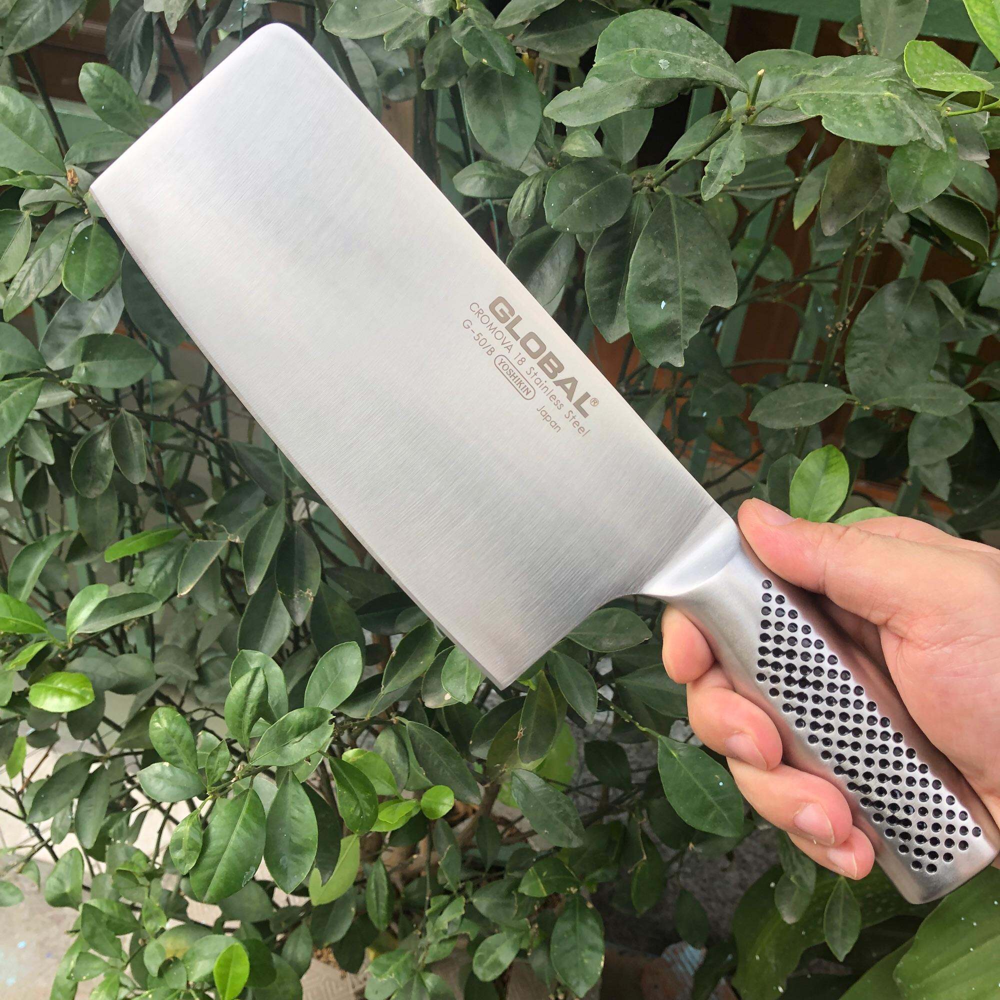 Dao chặt global chính hãng, dài 30cm, liền khối, sắc bén, không rỉ