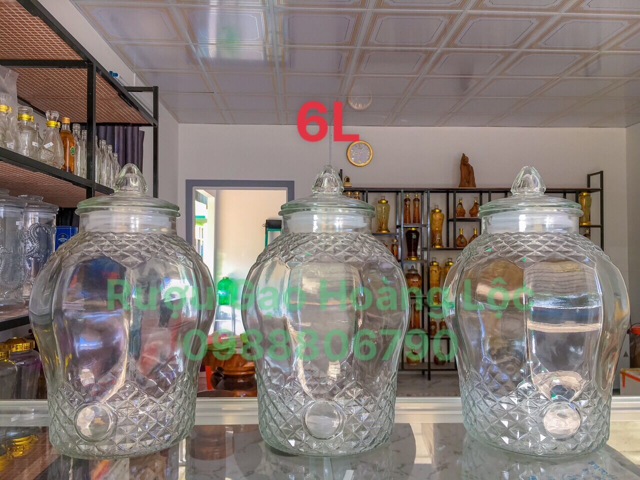 Bình thủy tinh ngâm rượu kim cương 3L 6L