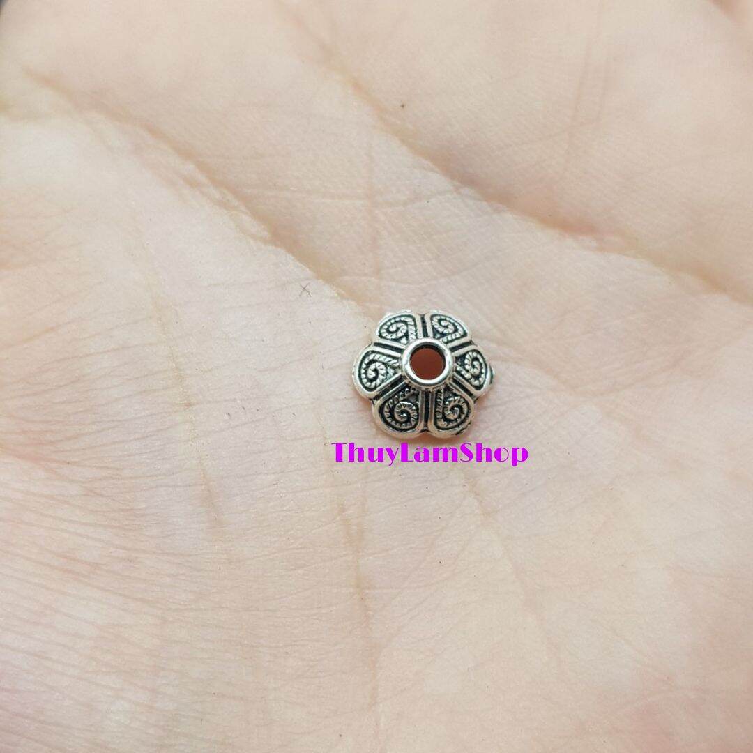 Charm ốp hoa chặn hạt bạc thái, charm chặn đá, bộ chặn hạt xâu chuỗi đẹp sắc nét