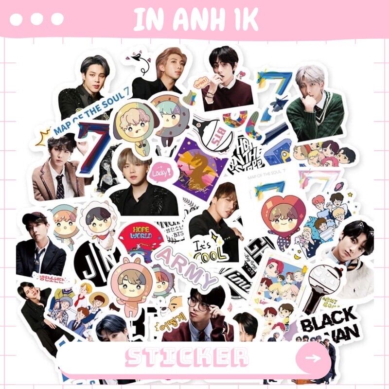 Bộ 49 sticker dán trang trí nhóm BTS