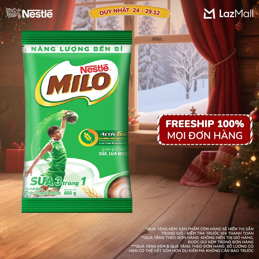   FREESHIP TOÀN QUỐC  Thức uống lúa mạch Milo 3 trong 1  bịch 600g  