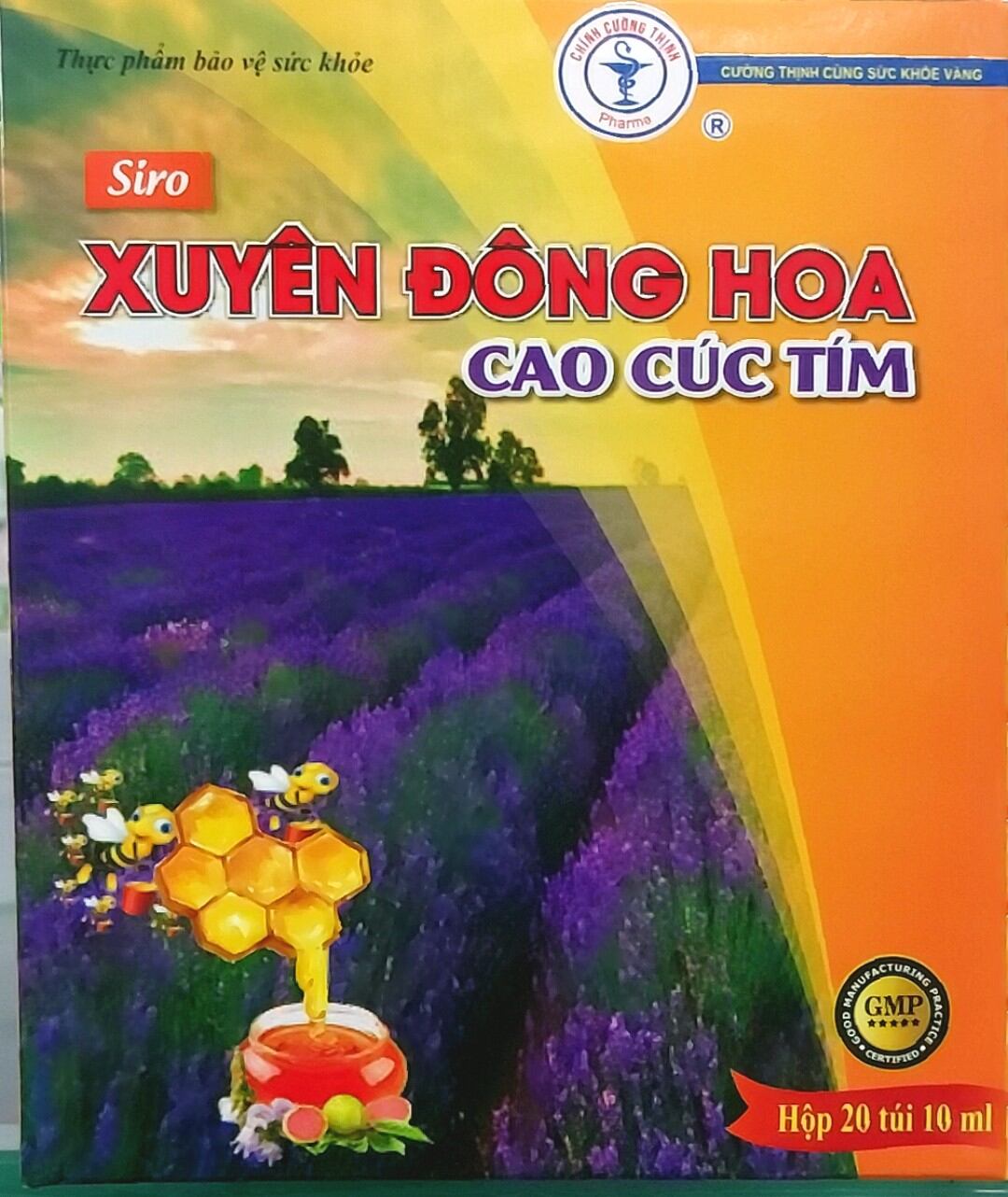 SIRO XUYÊN ĐÔNG HOA, CAO CÚC TÍM  (Hỗ trợ tăng sức đề kháng đường hô hấp. Hỗ trợ giảm ho, giảm đờm, giảm đau rát họng, khàn tiếng do viêm họng, viêm phế quản) Hợp 20 gói, gói 10ml
