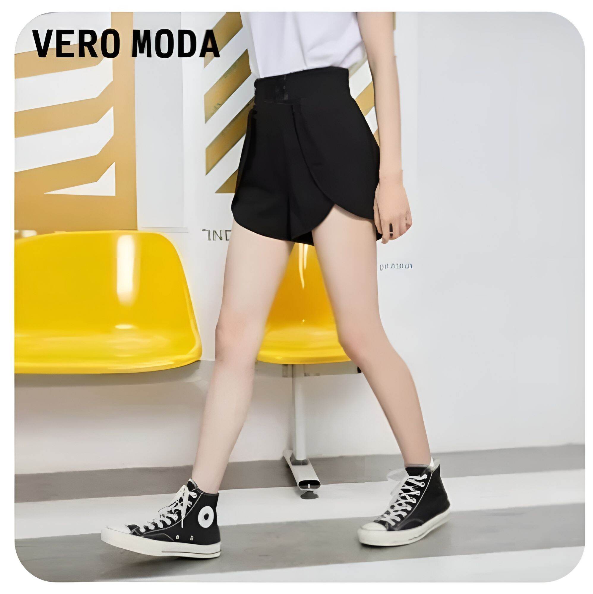 Vero moda - quần đùi nữ thêu chữ eo co giãn size xs