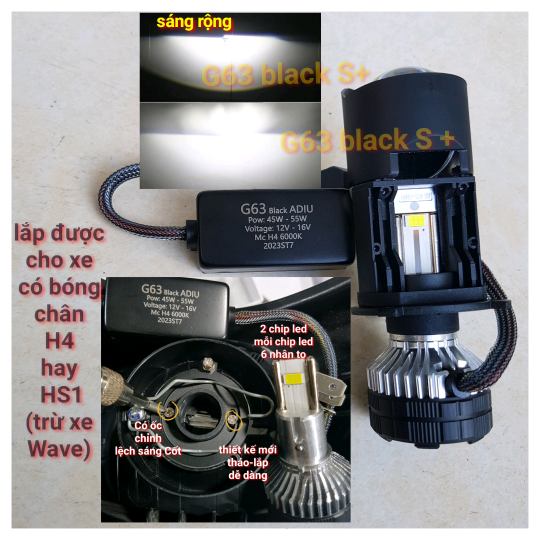 Đèn Bi cầu cắt sáng chống chói chân H4 model 2023 siêu sáng