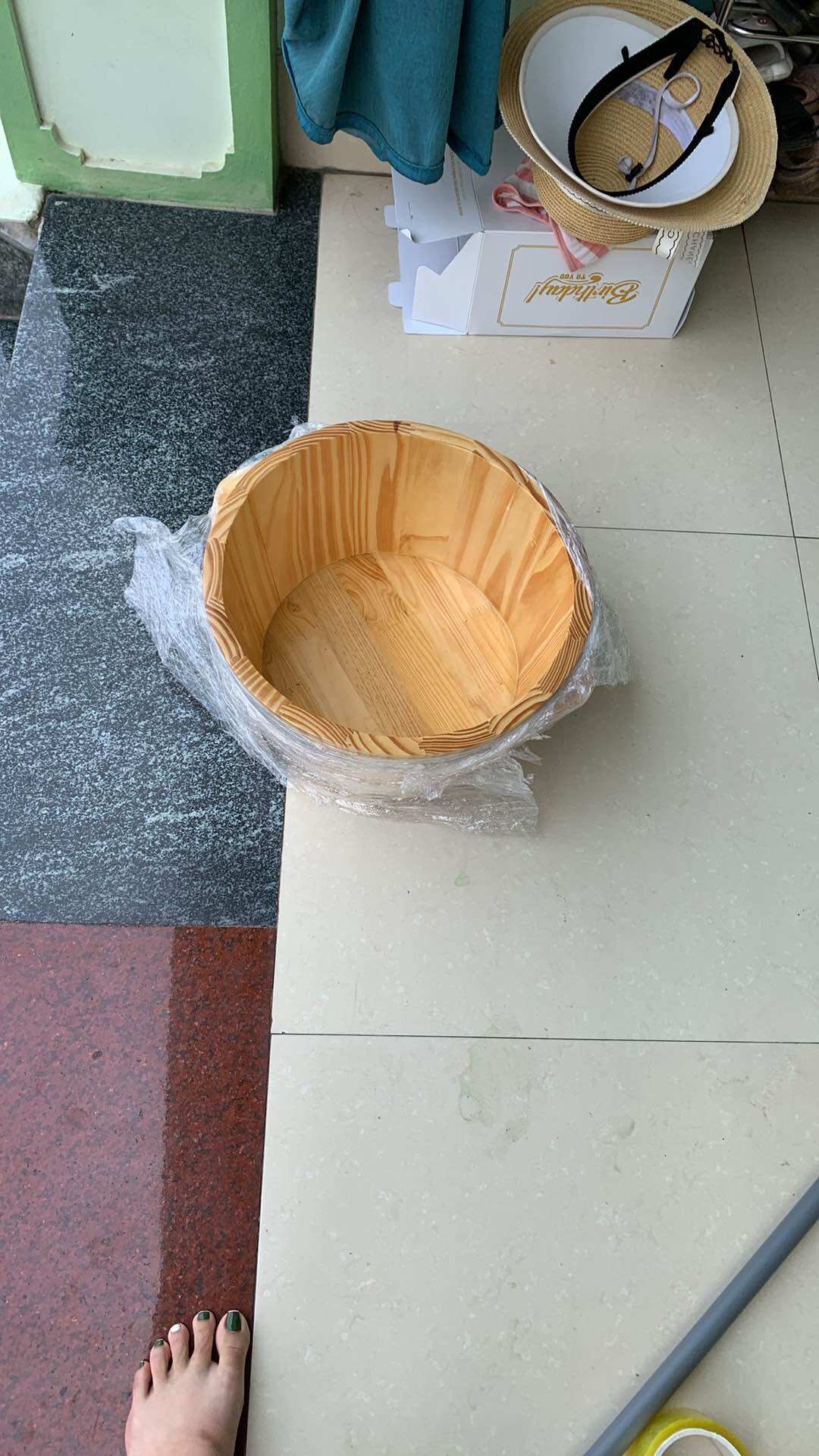 chậu ngâm chân bằng gỗ trơn