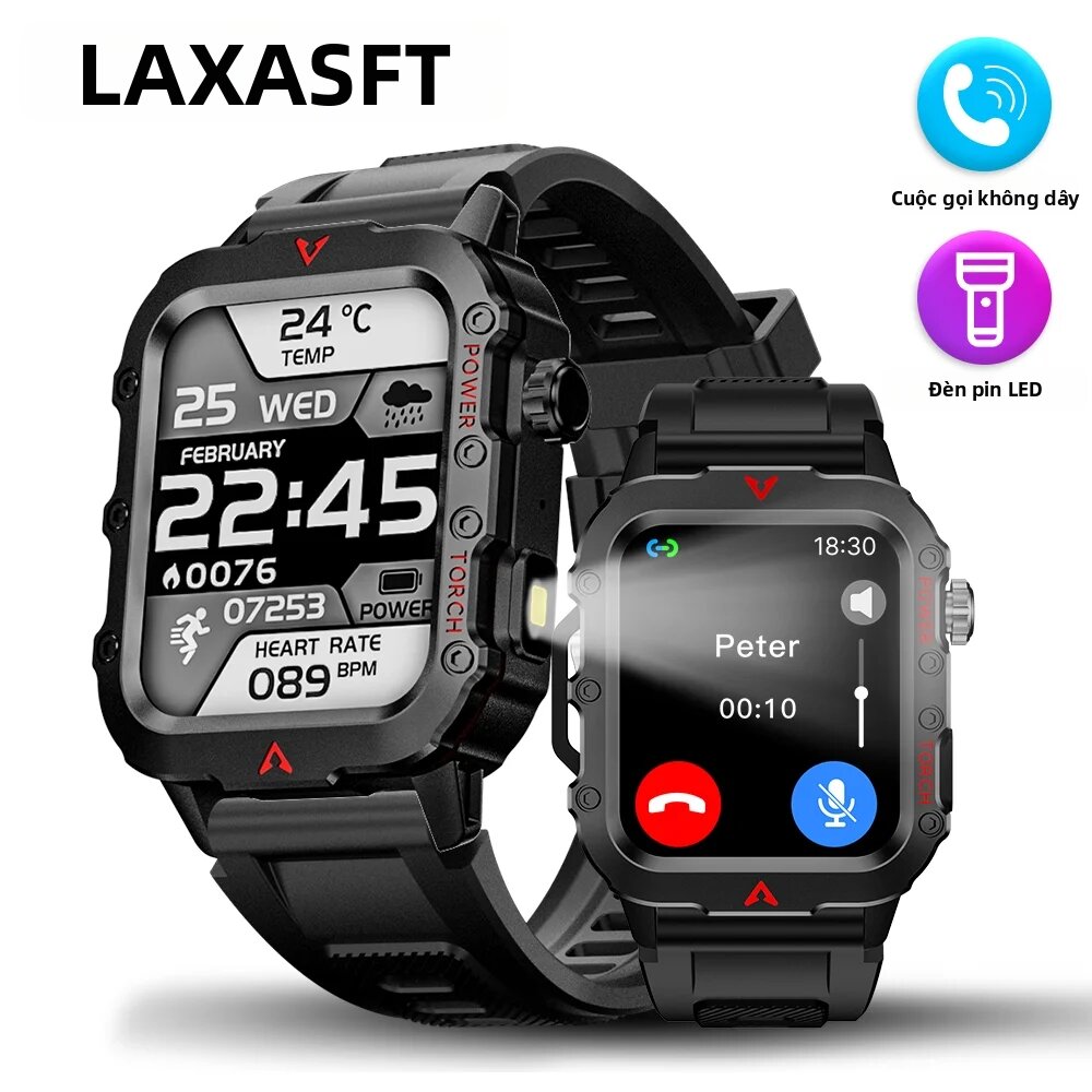 laxasfit | LAXASFIT Đồng Hồ Thông Minh Thể Thao Nam 1.71 ‘Màn Hình Theo Dõi Oxy Trong Máu Bluetooth Nói Chuyện Đèn Pin LED Đa Thể Thao Máy Theo Dõi Thể Dục Ngoài Trời