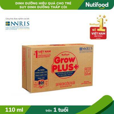 Thùng 48 hộp grow plus đỏ ít đường nutifood 110ml