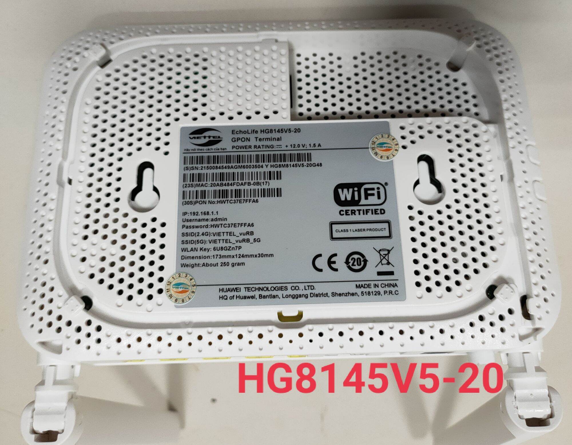 Modem GPON Viettel Huawei HG8145V520 Phát Wifi 2 Băng Tần, Chuẩn GPON