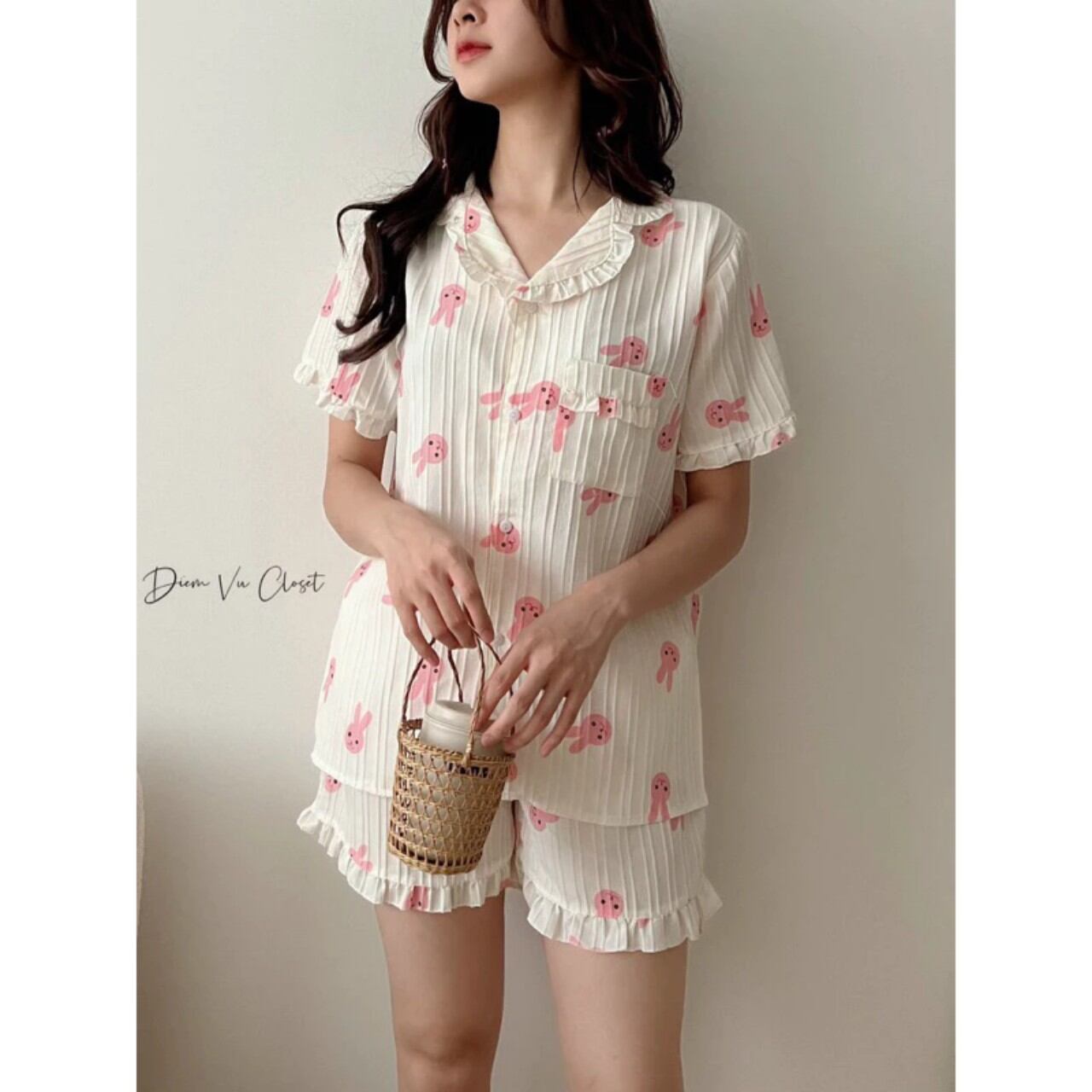 Sét bộ đùi pyjama gân hình .