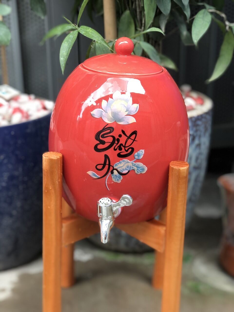Bình sứ đựng nước 5 lít dáng quả trứng.Hàng gốm sứ Bát Tràng.