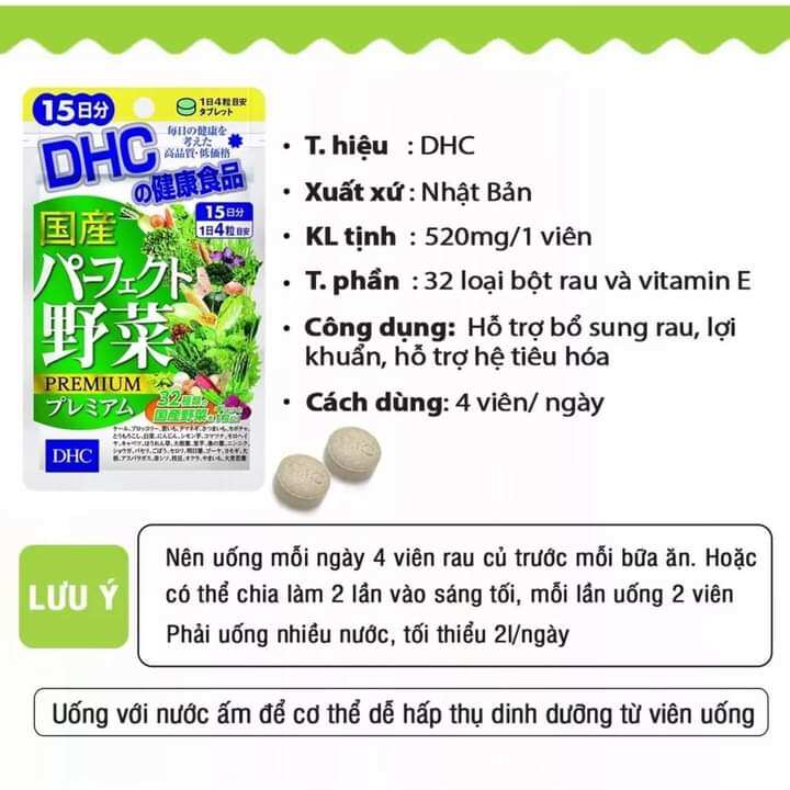 Viên uống rau củ DHC 60 ngày hàng đủ bill