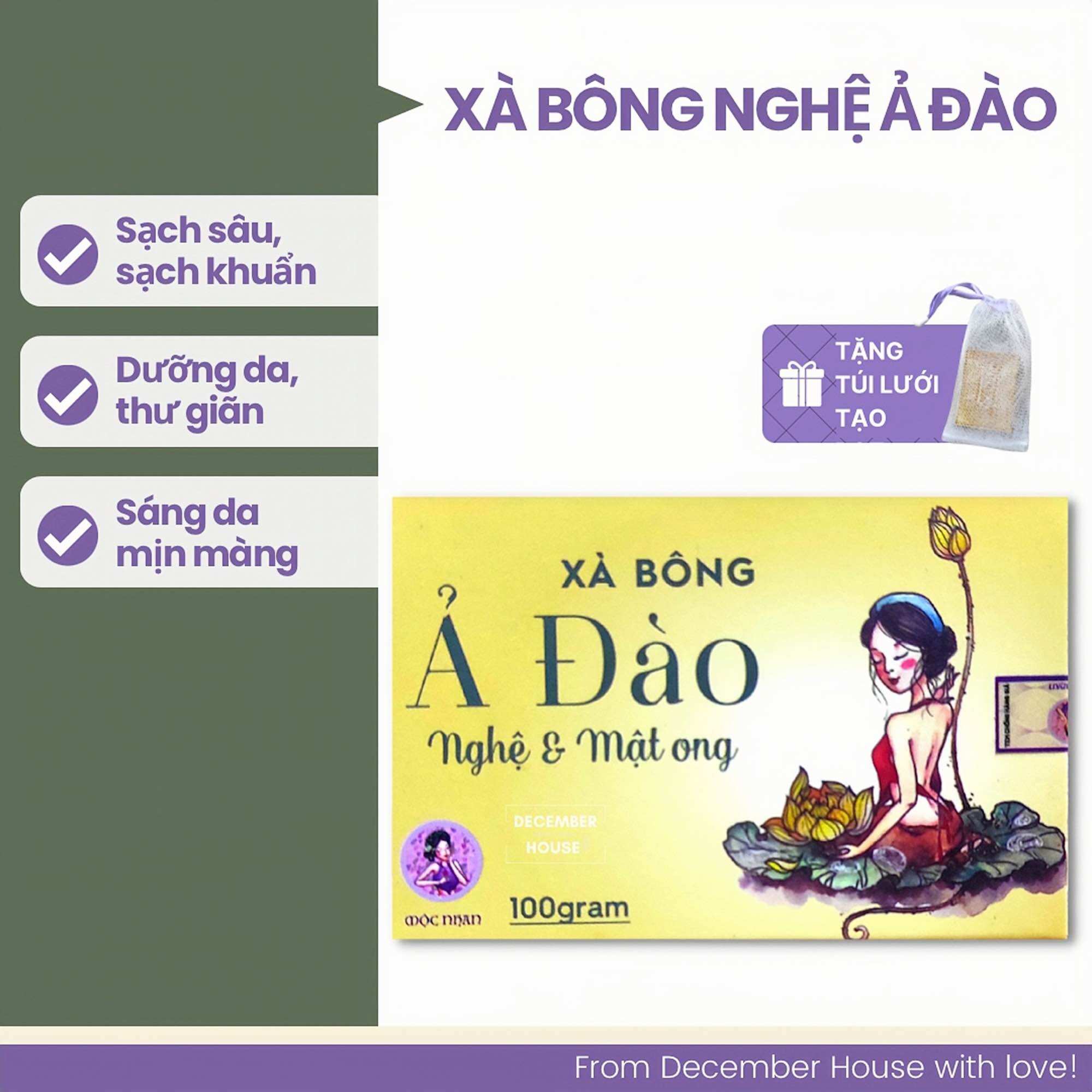 Xà bông nghệ mật ong Ả Đào dưỡng trắng sáng da - Xà phòng handmade thiên nhiên Mộc Nhan Natural 100gr