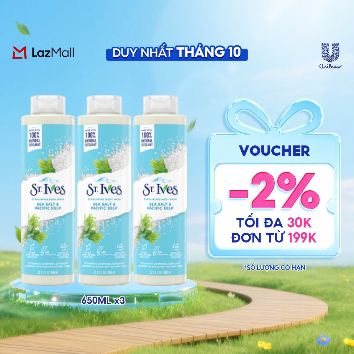 Combo 3 chai sữa tắm St.Ives Muối biển 650ml