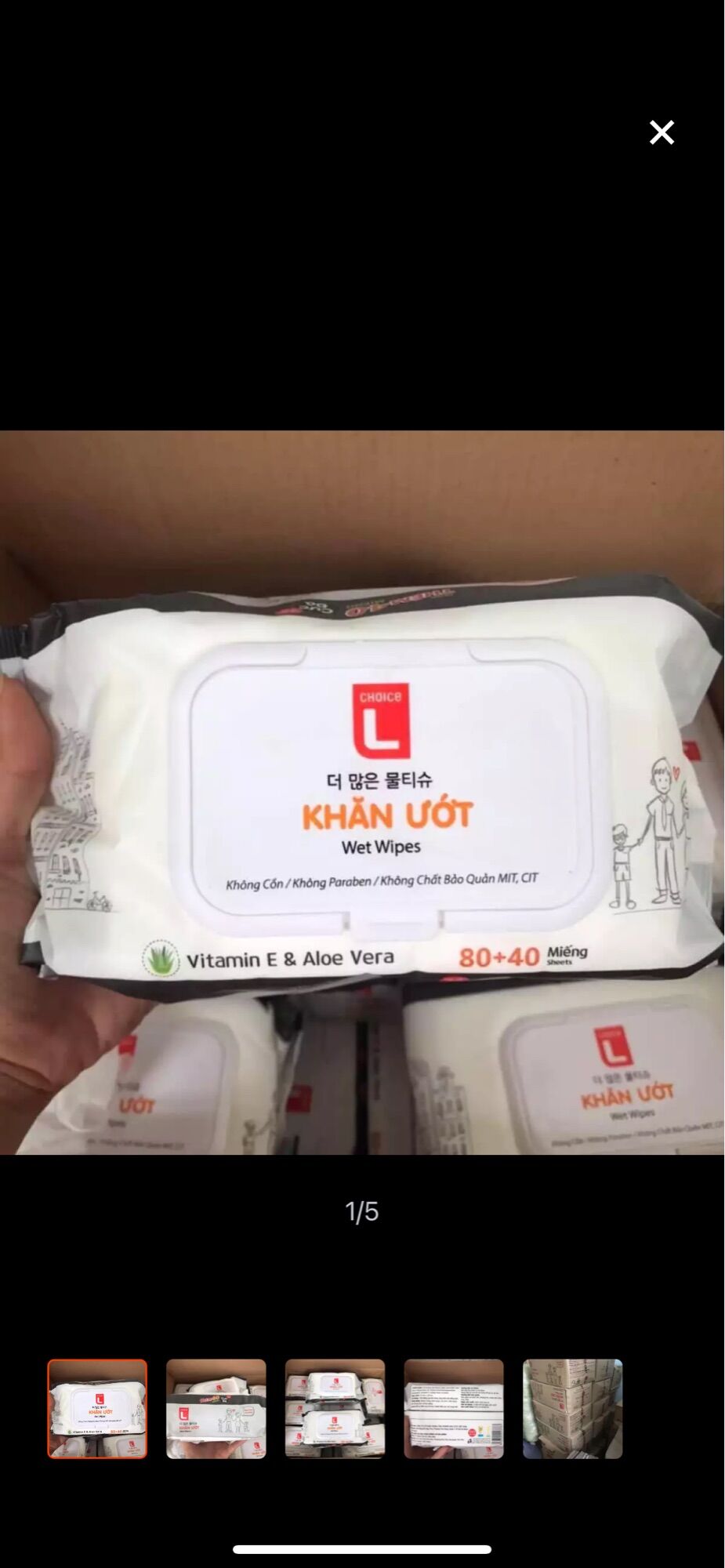 1 gói khăn ướt lotte 120 tờ