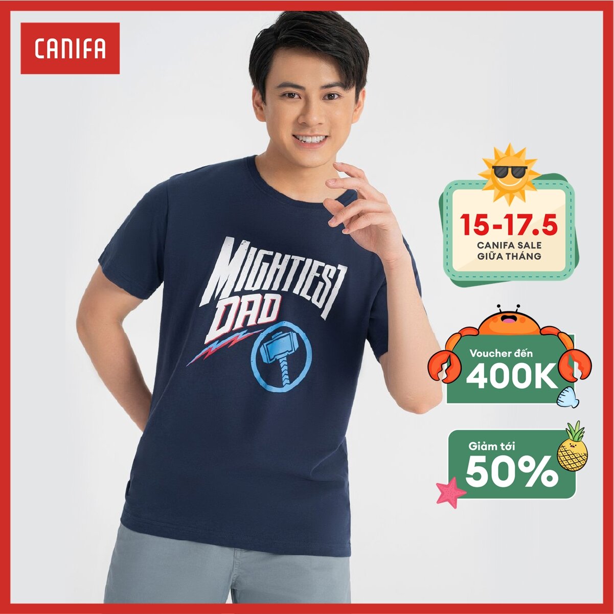 Áo phông nam hình in marvel canifa chất liệu 100% cotton in hình, phom regular 8ts22s053