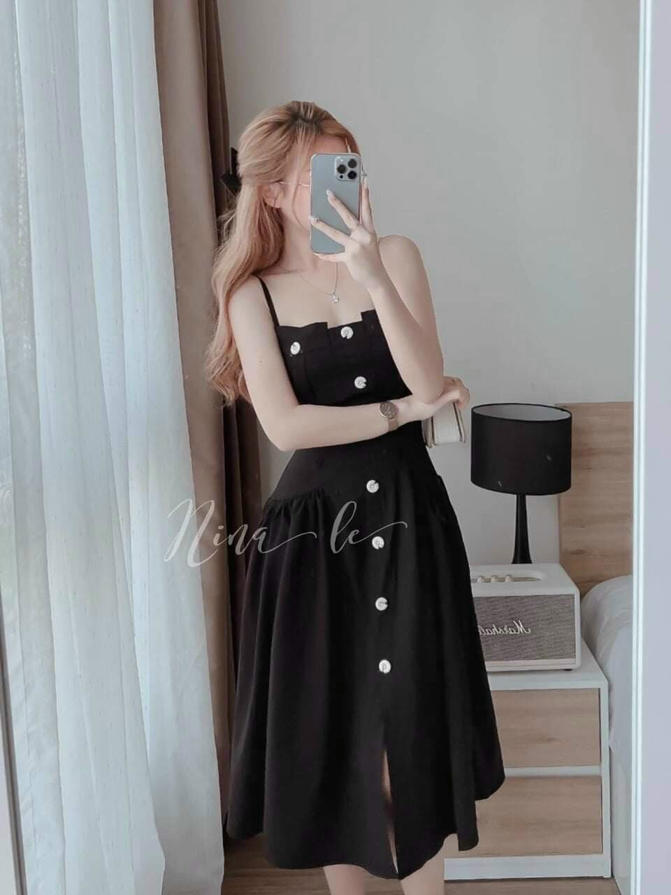 Đầm 2Dây  Xếp Ly Hông  Cao Cấp