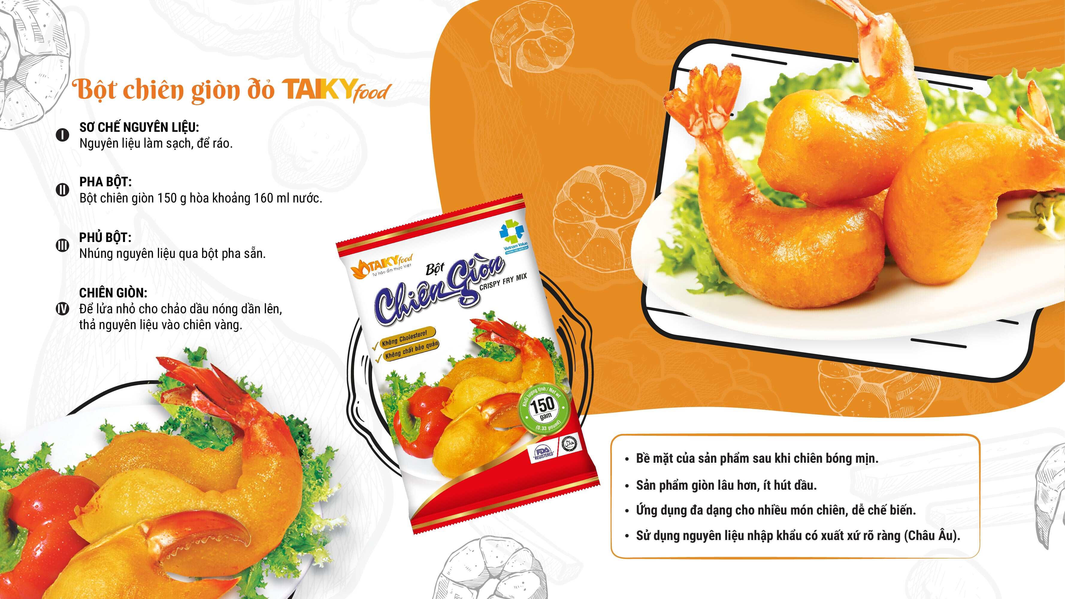 Bột chiên giòn đỏ Tài Ký gói 1kg