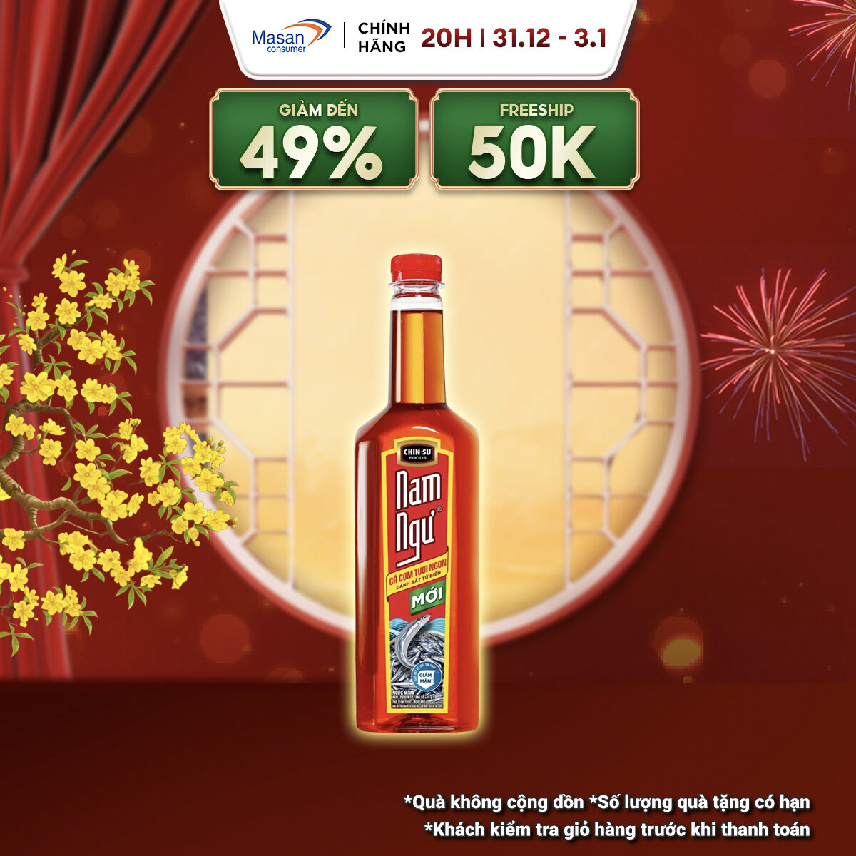   15.12-29.12 Voucher 18% CHO ĐƠN TỪ 199K  Chọn loại  Nước Mắm Nam Ngư Chai 750ml 900ml 