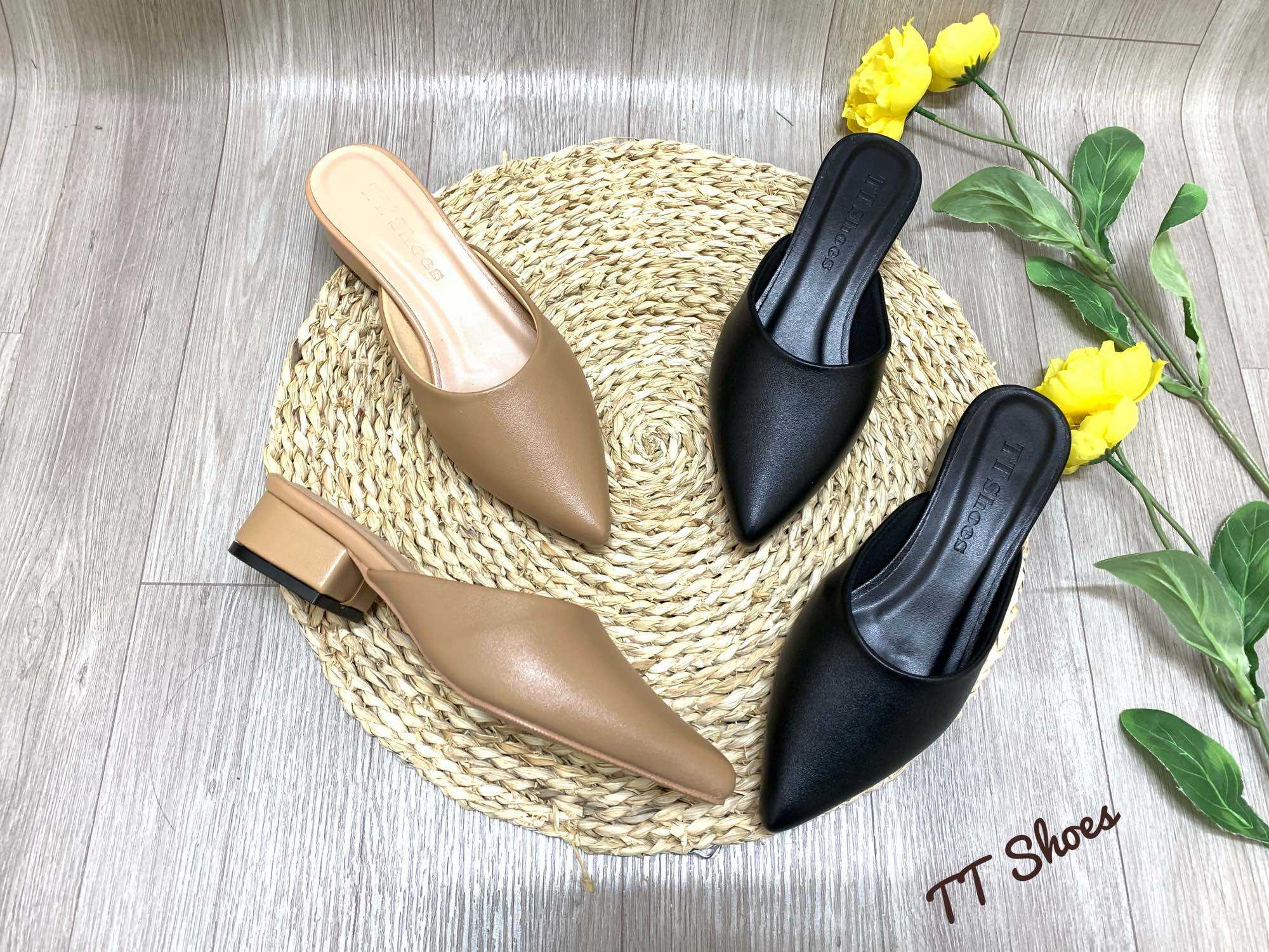 giày cao gót sục 2cm si mờ trơn đế tpr chống trơn cao cấp TT Shoes tuitron2cm