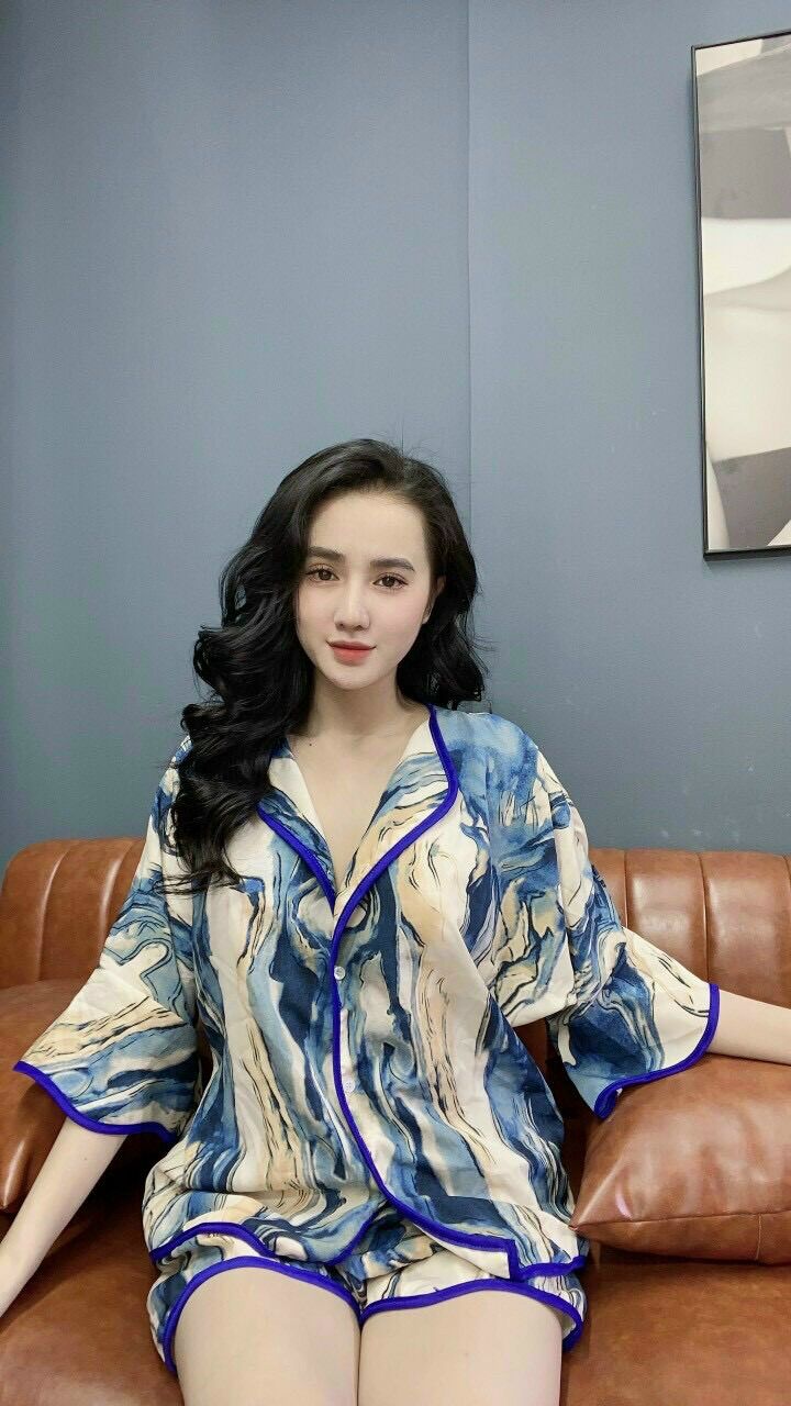 Bộ pizama đùi lụa satin loang form dưới 65k/ chất lụa satin loại 1