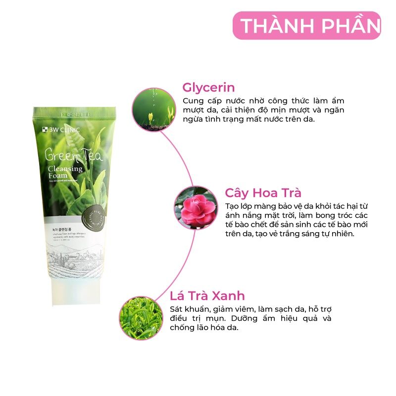 [FreeshipMAX] Sữa rửa mặt trà xanh 3W clinic