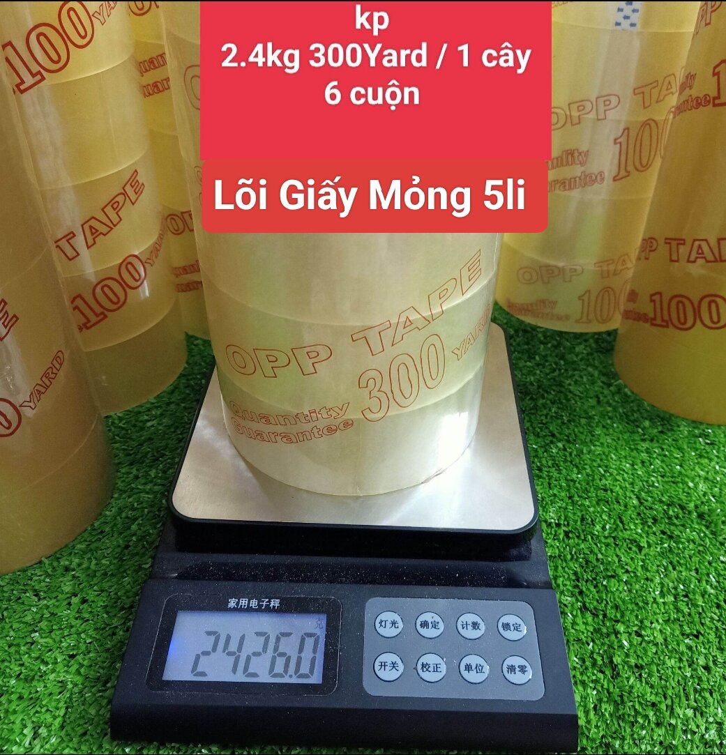 (Giá xưởng xả kho )Băng keo dán Băng dính 4,8cm - 300Yard ( 2,4kg / cây 6 cuộn)