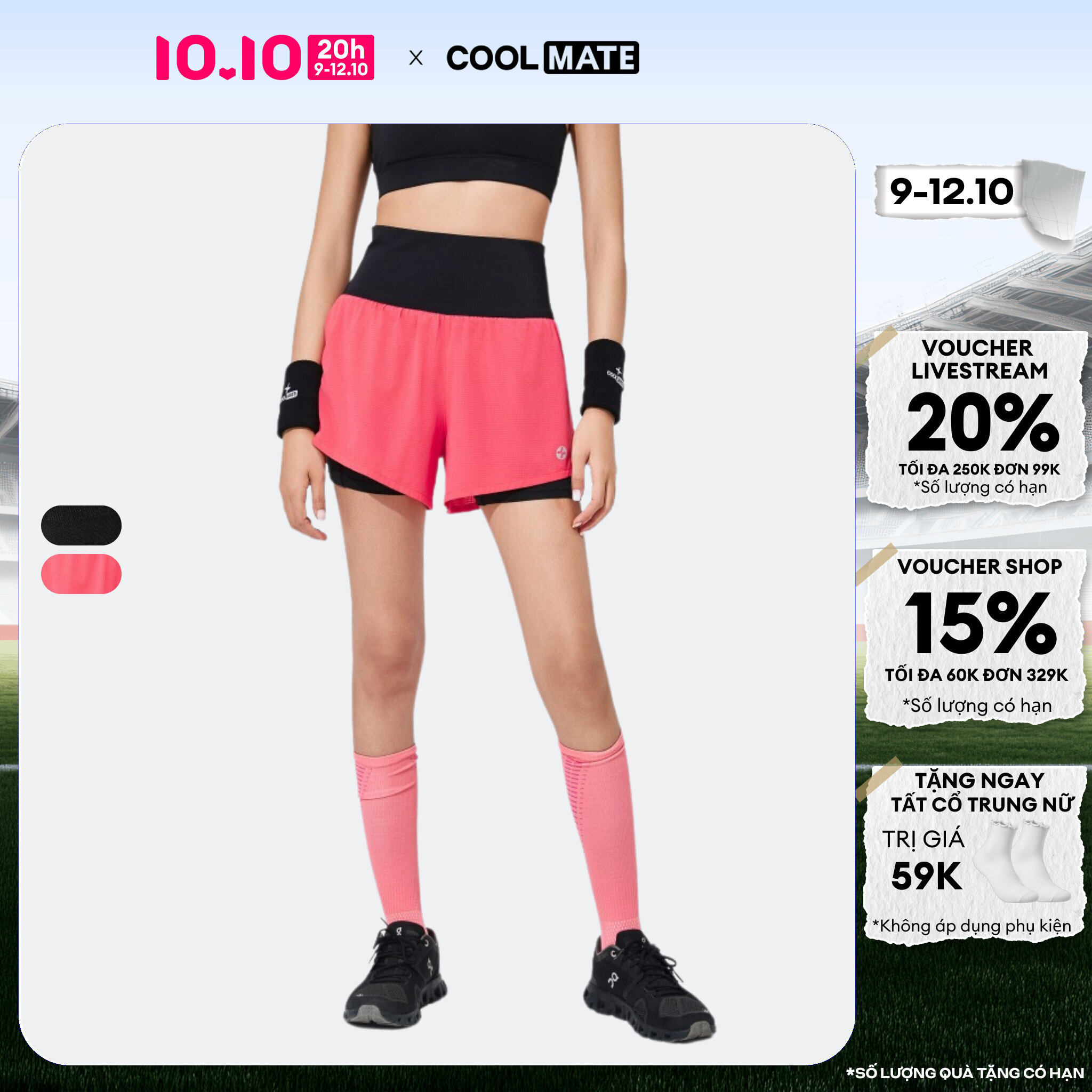 [CHỈ 20H 9-12.10 TẶNG TẤT CỔ TRUNG]Quần Short nữ chạy bộ 2 lớp Race Shorts - Coolmate Women